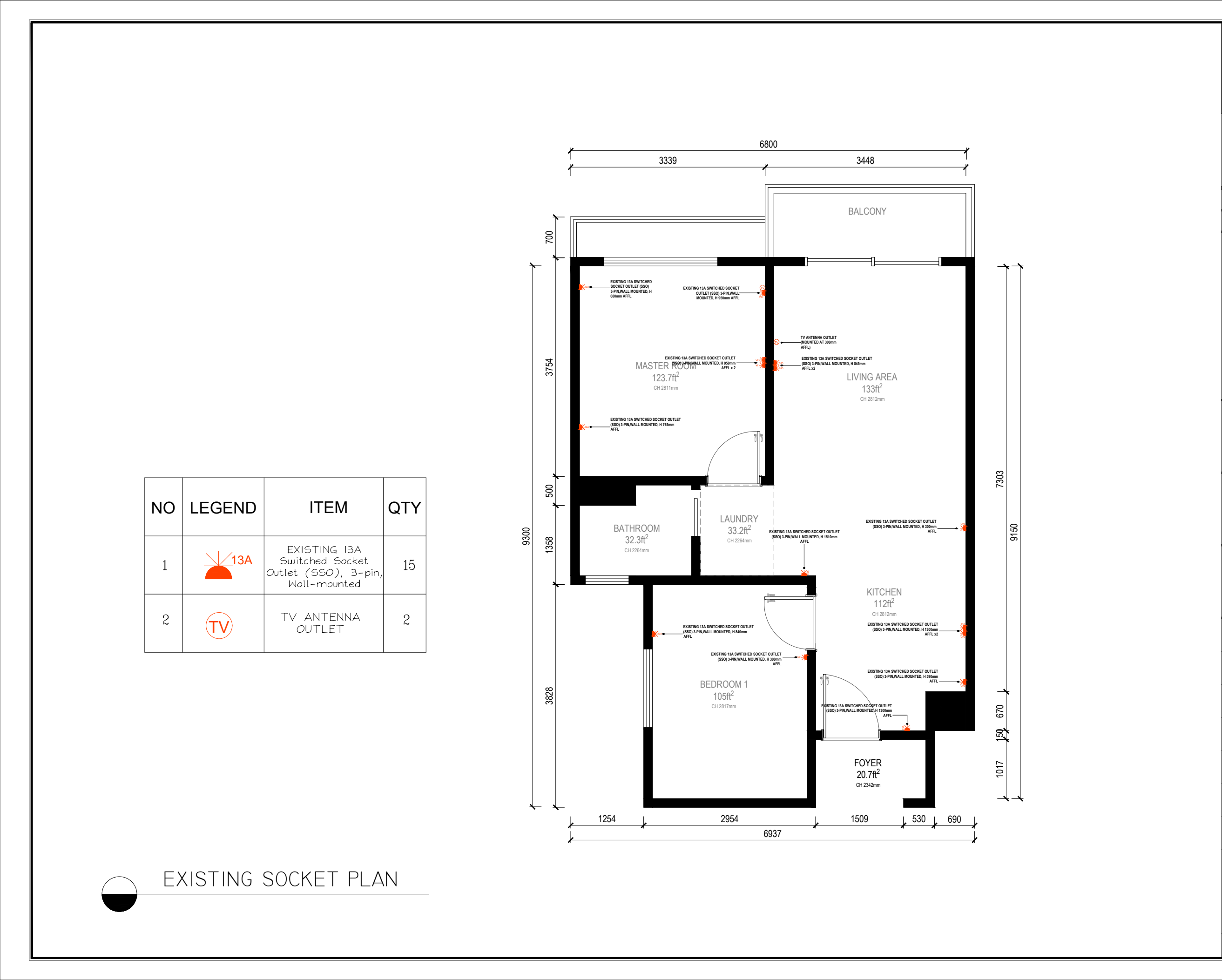 Baron Residence · 671 sq ft — redacted public drawing, page 3